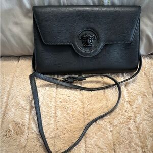 Versace Black Leather Crossbody Bag